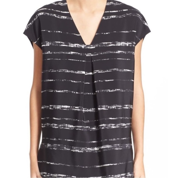 Vince shadow stripe silk oversized blouse top size S - Picture 1 of 10